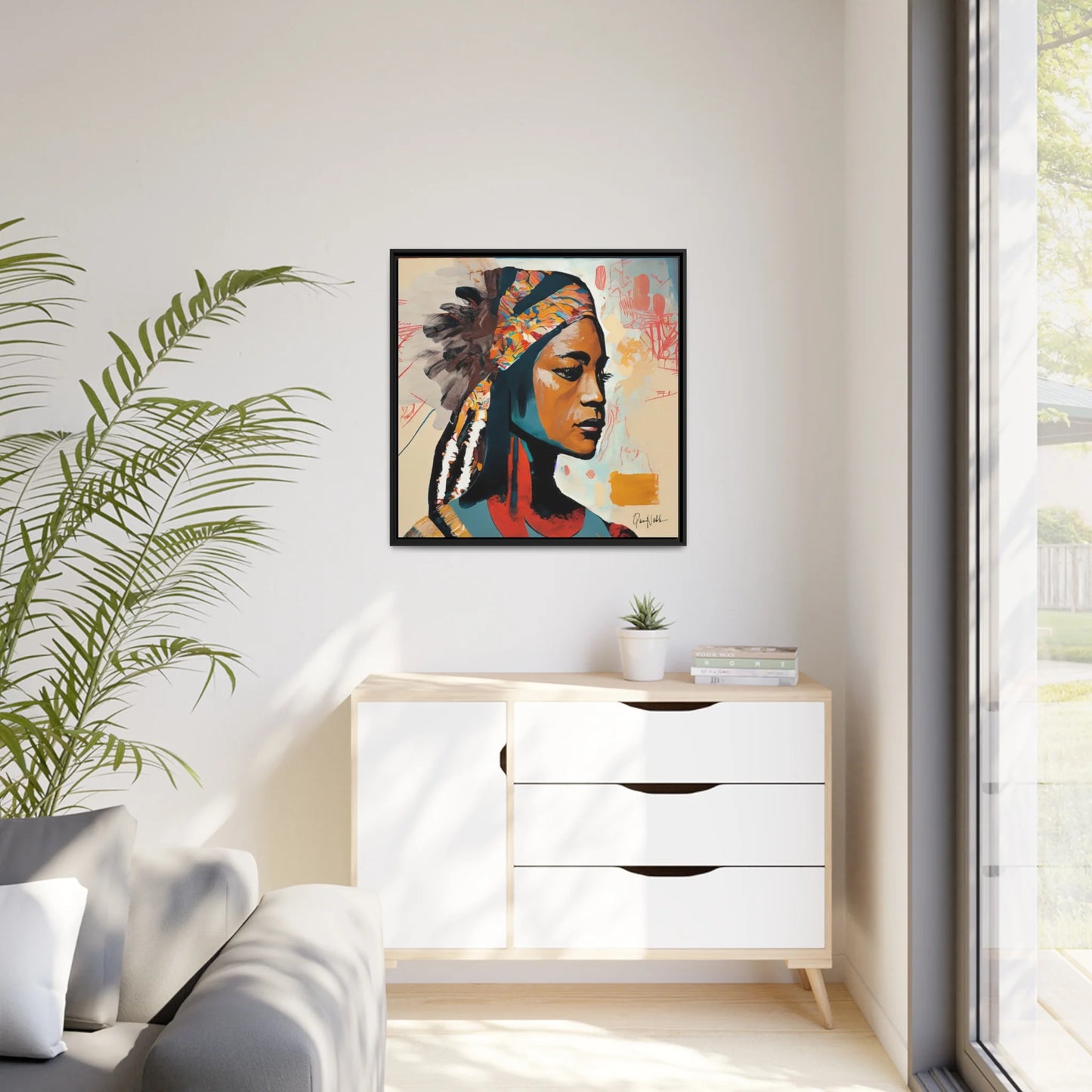 Stunning Native Indian Lady Portrait Canvas Wall Art - Framed Elegance for Your Home