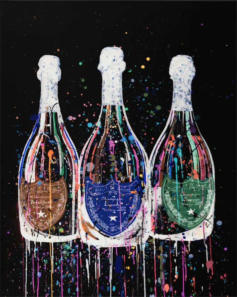 Fashion Luxury Champagne Bottle Art Canvas Painting Prints Poster Wall Art Printing Picture Luxurious Bar Home Dining Room Decor