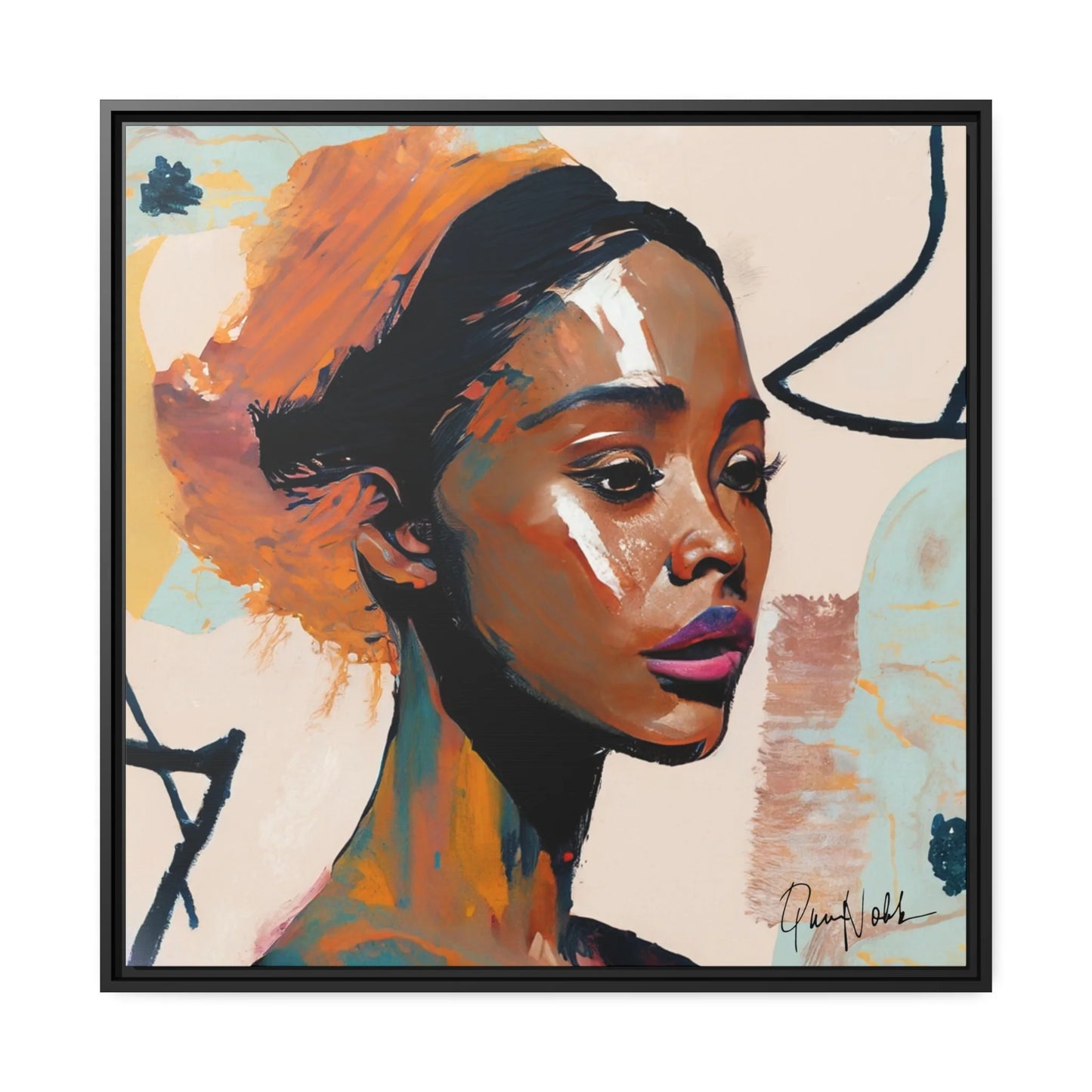 Stunning Framed Canvas Wall Art of Beautiful African Woman Portrait