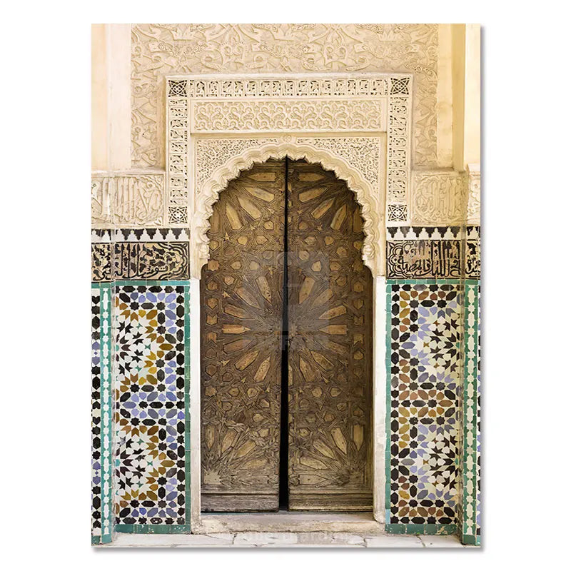 Morocco Door Arabic Decorative Paintings Architecture Canvas Posters Islamic Wall Art Pictures Prints for Living Room Home Decor
