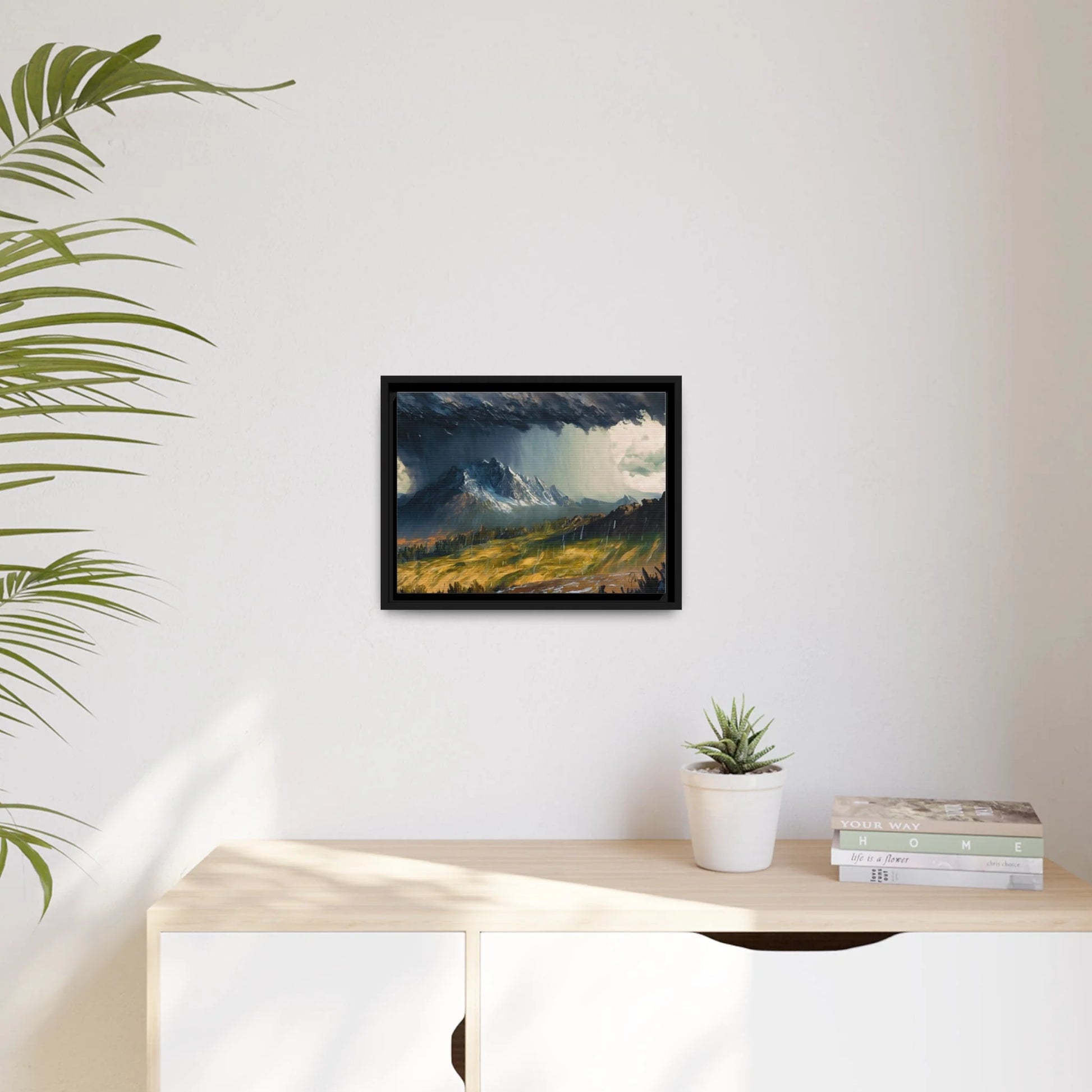 Breathtaking Mountain Rain Landscape Canvas Wall Art - Queennoble Collection