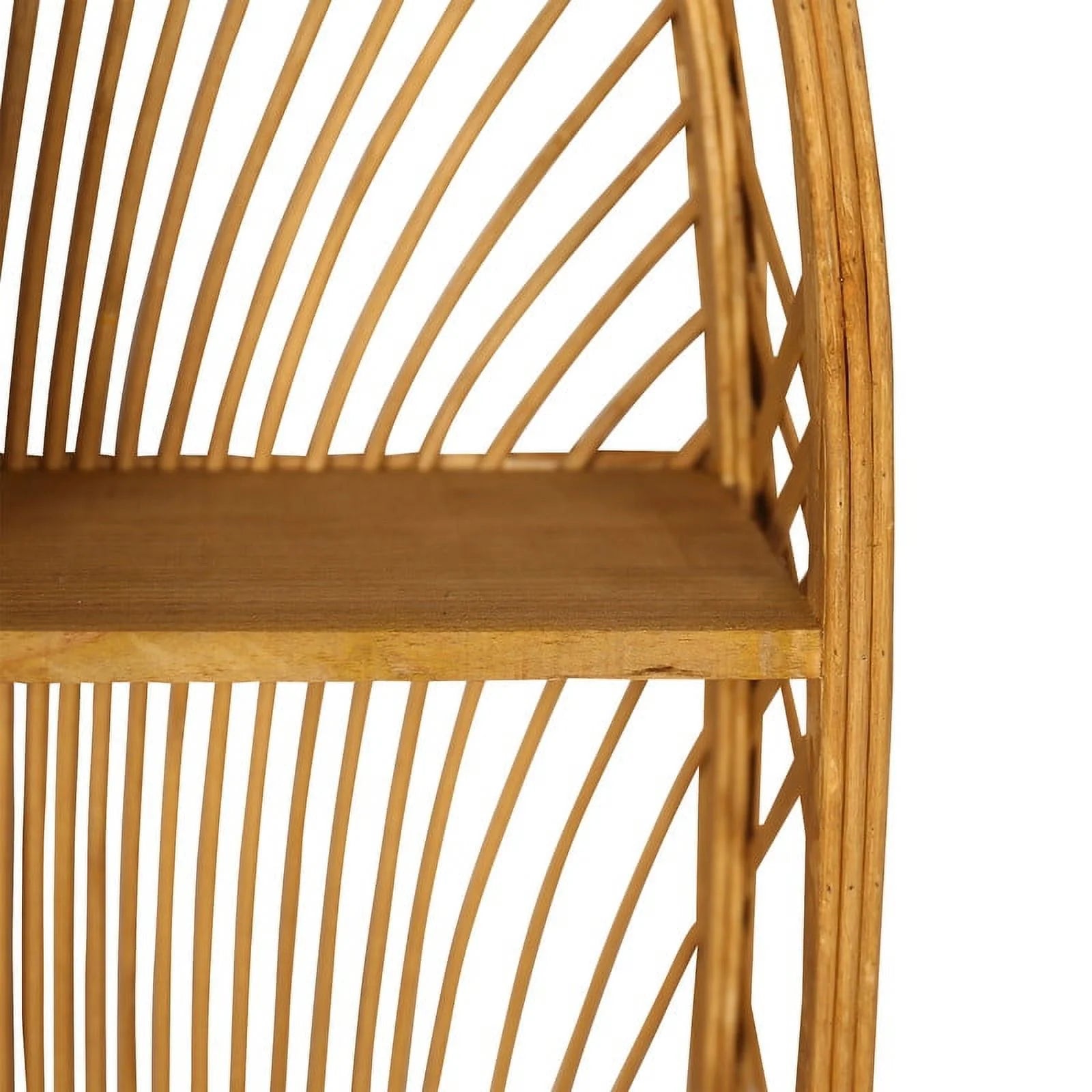Harmony Brown Arch Rattan Boho Tiered Wall Shelf