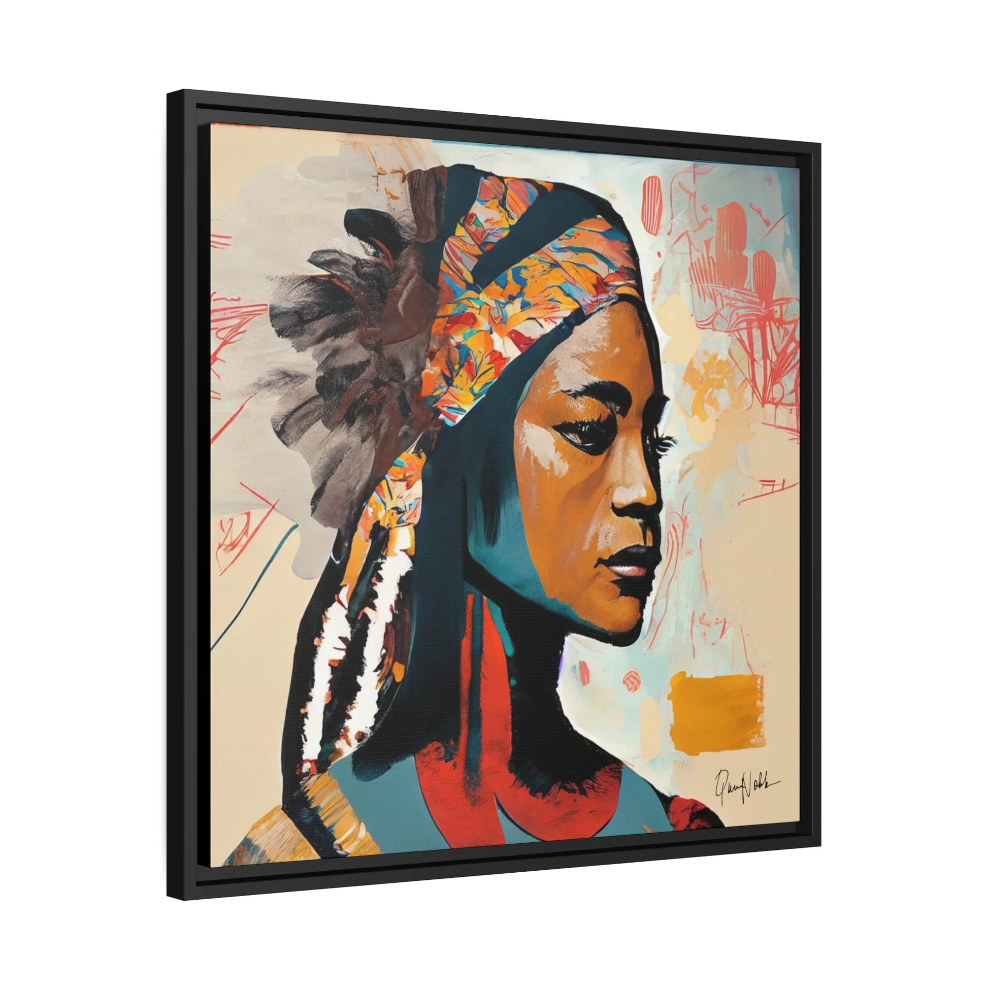 Stunning Native Indian Lady Portrait Canvas Wall Art - Framed Elegance for Your Home