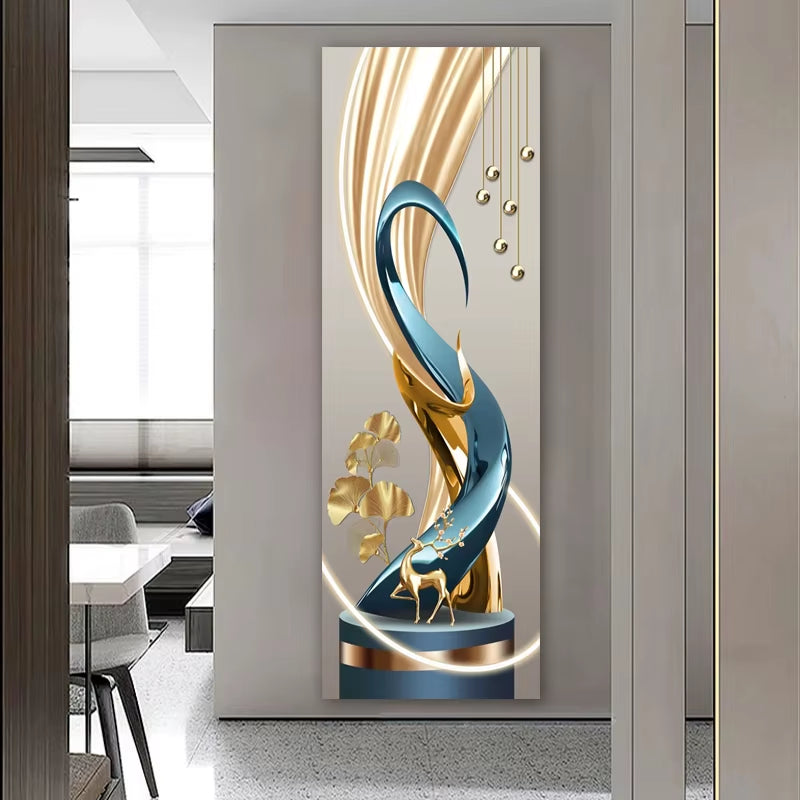 Modern Abstract Decorative Painting Solid Geometry Posters Canvas Prints Wall Art for Living Room Home Decor Light Luxury Deer