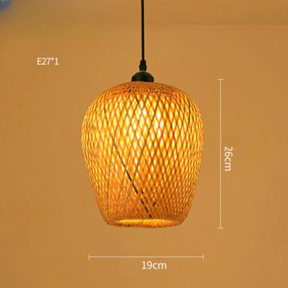 Classic Bamboo Weaving Chandelier Lamp Handmade Pendant Lamp Hanging Led Ceiling Fixtures Rattan Woven Home Bedroom Decors