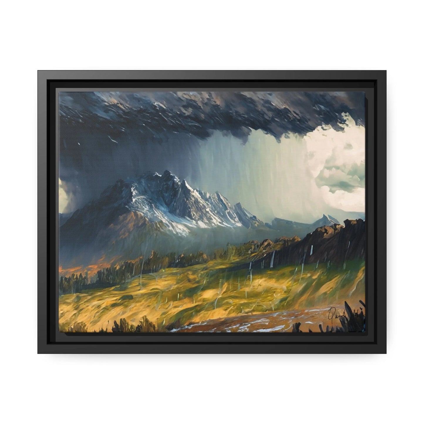 Breathtaking Mountain Rain Landscape Canvas Wall Art - Queennoble Collection