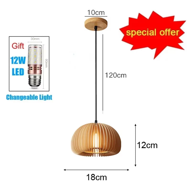 Bamboo Lampshade Led Pendant Lamp Natural Rattan Wicker Ceiling Chandeliers Hand Woven E27 Lighting Fixtures Hanging Light