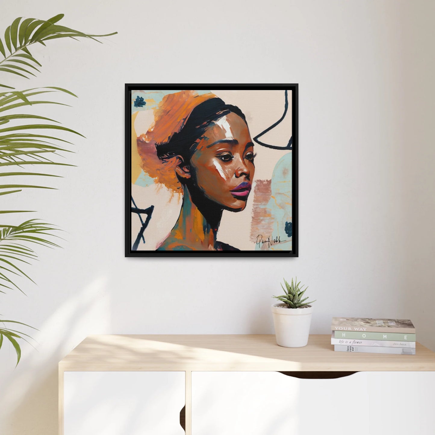 Stunning Framed Canvas Wall Art of Beautiful African Woman Portrait