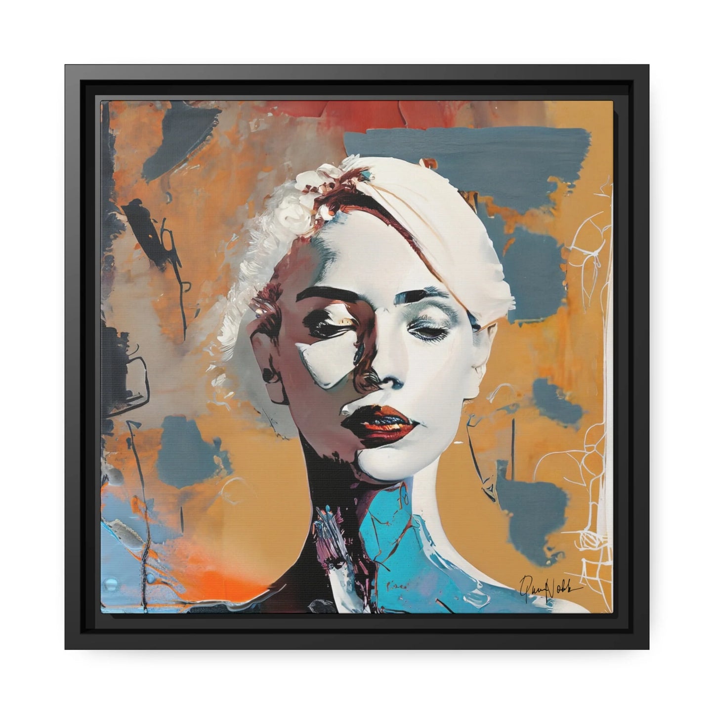 Stunning Framed Canvas Wall Art - Abstract Woman Portrait for Elegant Home Decor