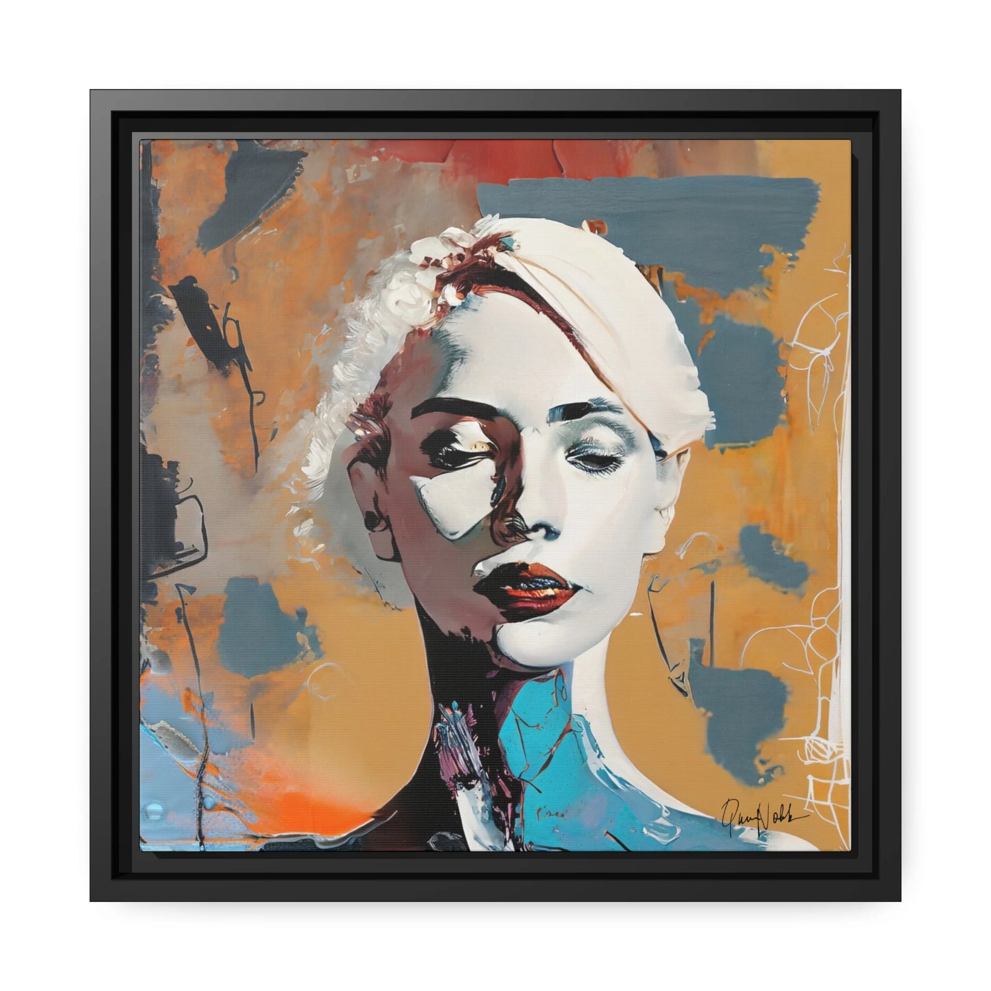 Stunning Framed Canvas Wall Art - Abstract Woman Portrait for Elegant Home Decor