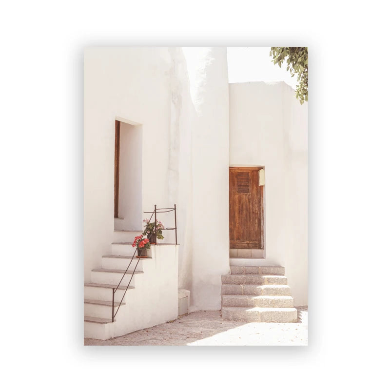 Spain Pastel Village Floral Photography Posters Spain Summer Travel Prints Mediterranean Wall Art Canvas Painting Pictures Decor