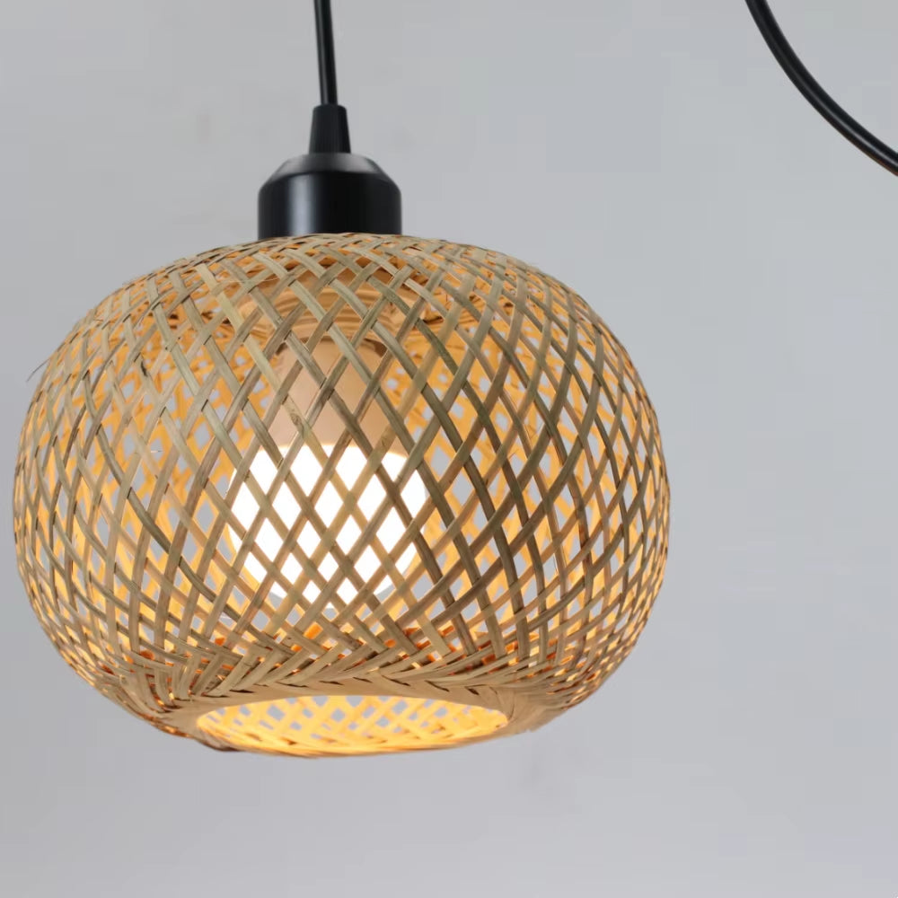 Bamboo Pendant Lamp Natural Rattan Chandeliers E27 Hand-Knitting Café Restaurant Living Room Decor Hanging Lamp Indoor