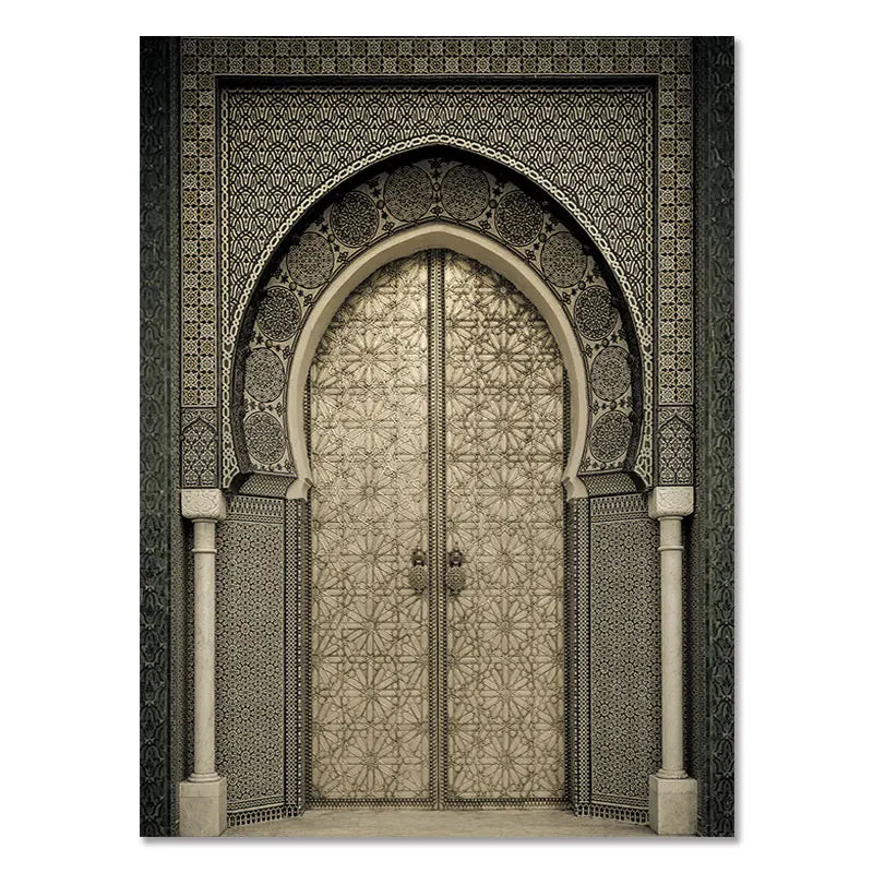 Morocco Door Arabic Decorative Paintings Architecture Canvas Posters Islamic Wall Art Pictures Prints for Living Room Home Decor