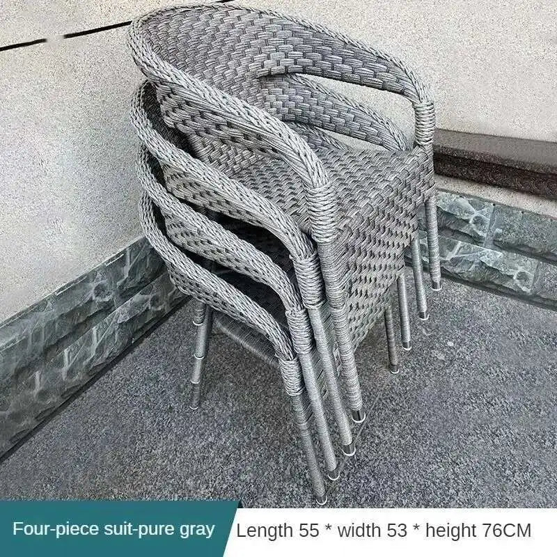 Outdoor Garden Furniture Sets Balcony Tea Table and Chair PE Rattan Chair Three-Piece Set Courtyard Leisure Outdoor Furniture C