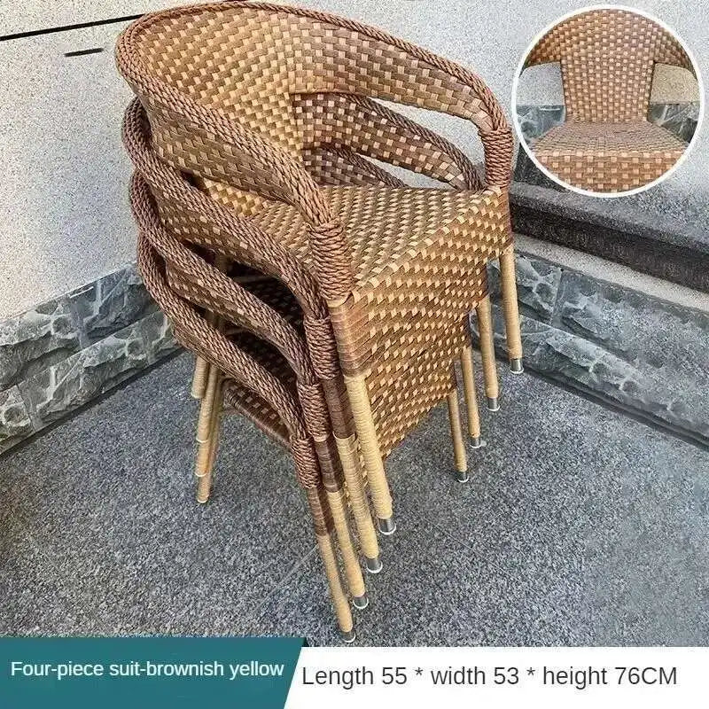 Outdoor Garden Furniture Sets Balcony Tea Table and Chair PE Rattan Chair Three-Piece Set Courtyard Leisure Outdoor Furniture C