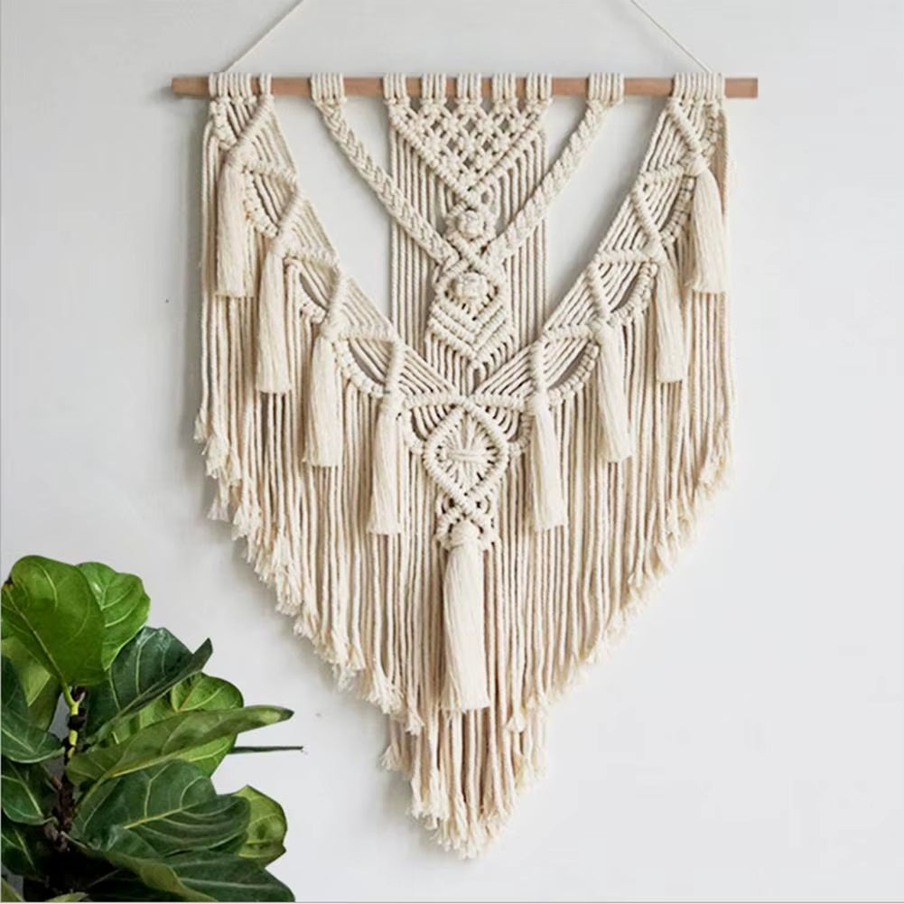 Hand-Woven Pendant Macrame Wall Hanging Boho Woven Tapestry Bohemian Crafts Room Decoration Gorgeous Tapestry for Home Decor