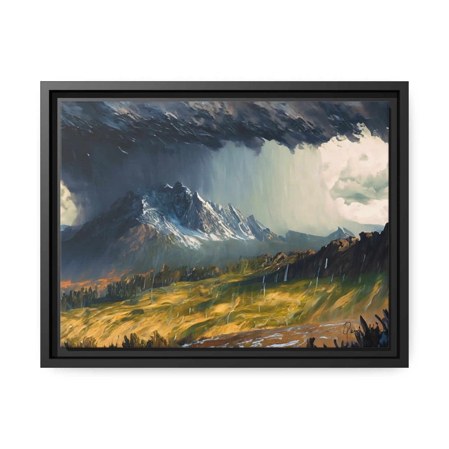 Breathtaking Mountain Rain Landscape Canvas Wall Art - Queennoble Collection