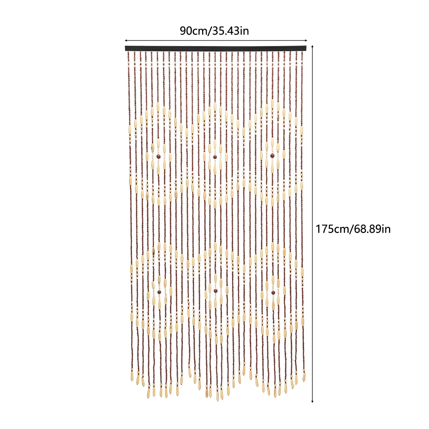 Natural Wooden Door Beaded Curtain, Doorway Beads, Front Door Decor Curtains