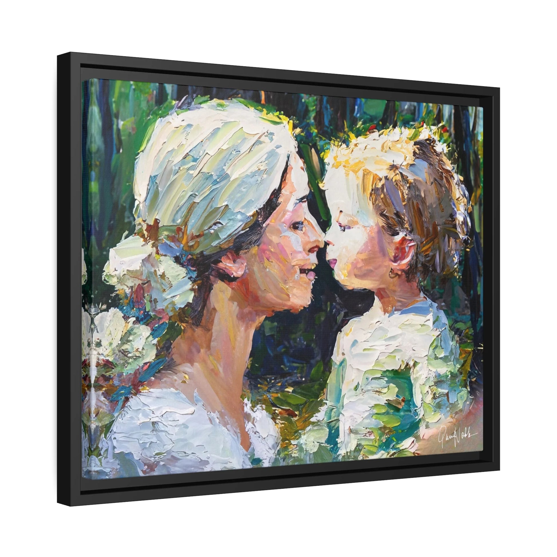 Stunning Mother and Child Framed Canvas Wall Art by Queennoble