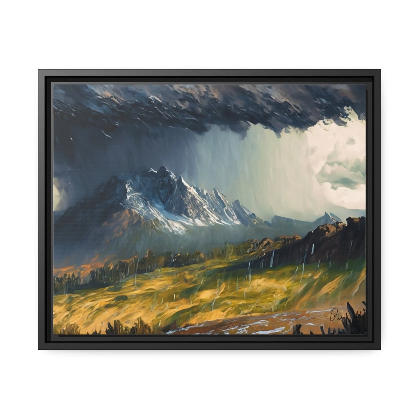 Breathtaking Mountain Rain Landscape Canvas Wall Art - Queennoble Collection