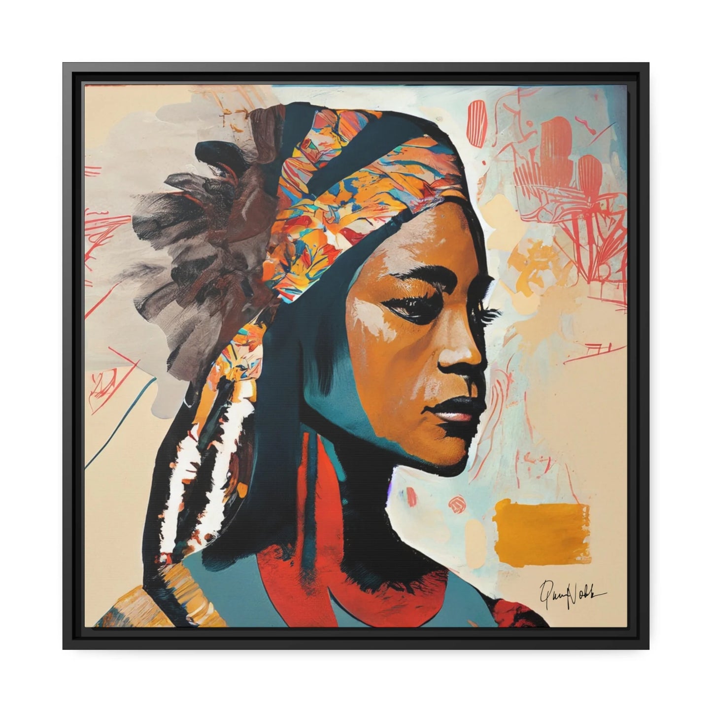 Stunning Native Indian Lady Portrait Canvas Wall Art - Framed Elegance for Your Home