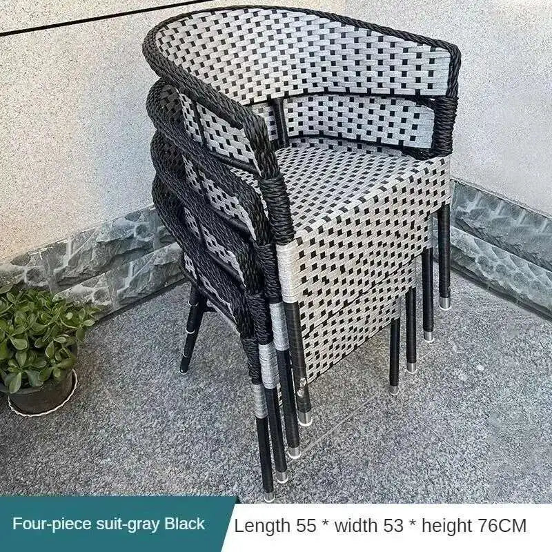 Outdoor Garden Furniture Sets Balcony Tea Table and Chair PE Rattan Chair Three-Piece Set Courtyard Leisure Outdoor Furniture C