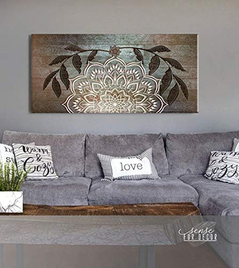 | Boho Mandala Wall Art | Macrame Wall Hanging|Boho Decor for Bedroom |Decor for Living Room|Boho Headboard (Brown, 60 X 27)