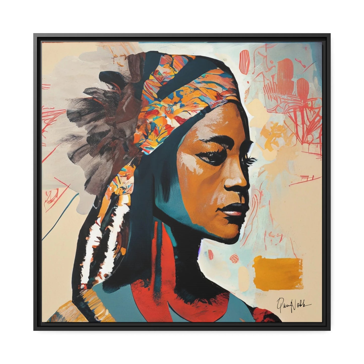 Stunning Native Indian Lady Portrait Canvas Wall Art - Framed Elegance for Your Home