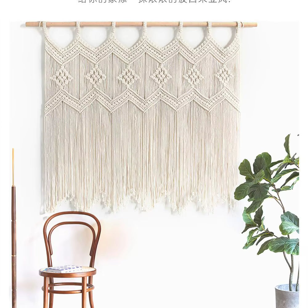 Handmade Macrame Tapestries Window Door Curtain Wall Hanging Bohemian Decoration Handwoven Macrame Tassel Curtain Decoration