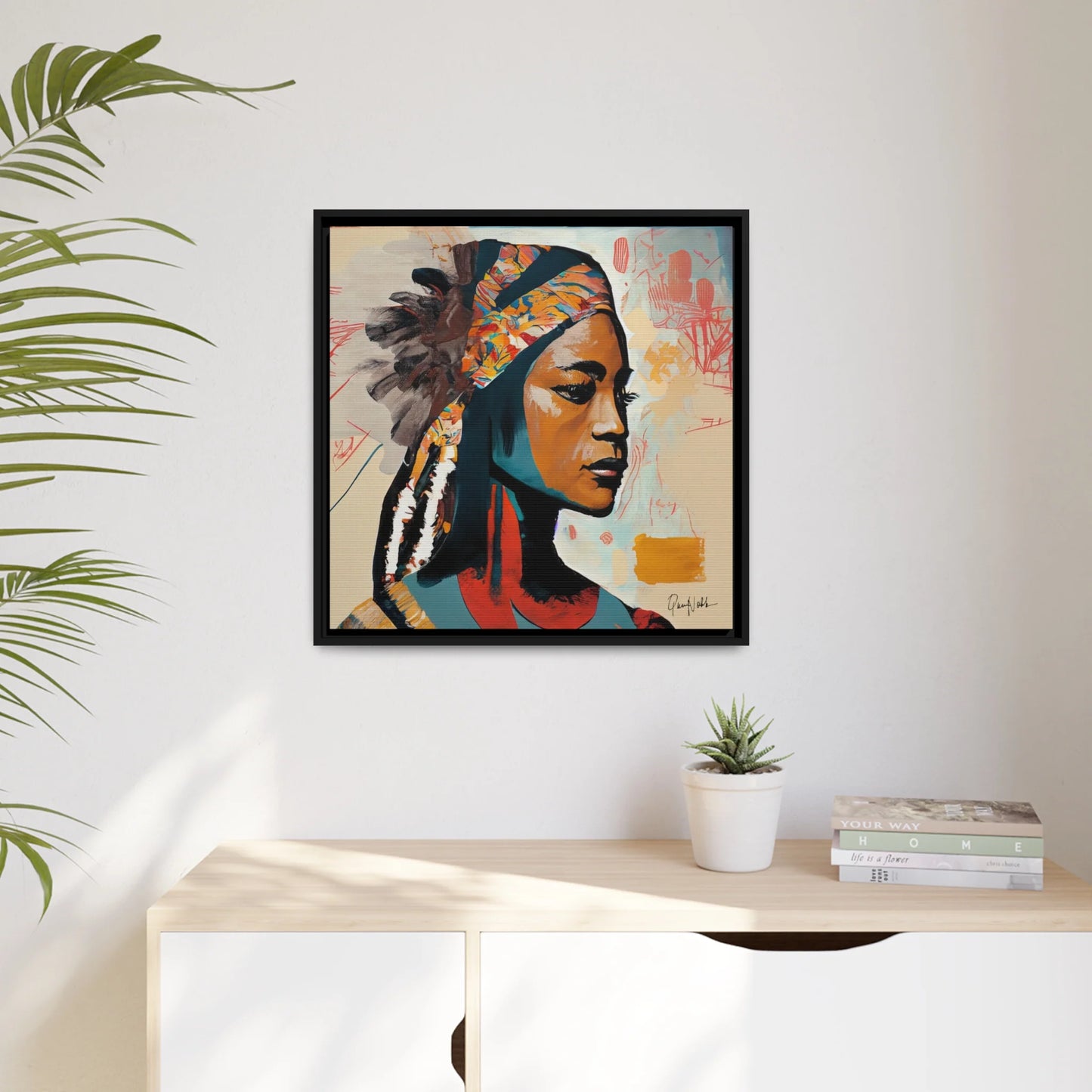 Stunning Native Indian Lady Portrait Canvas Wall Art - Framed Elegance for Your Home