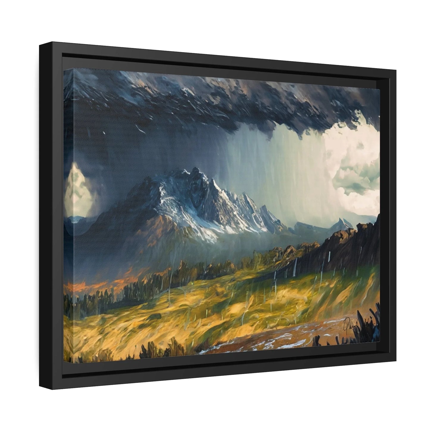Breathtaking Mountain Rain Landscape Canvas Wall Art - Queennoble Collection