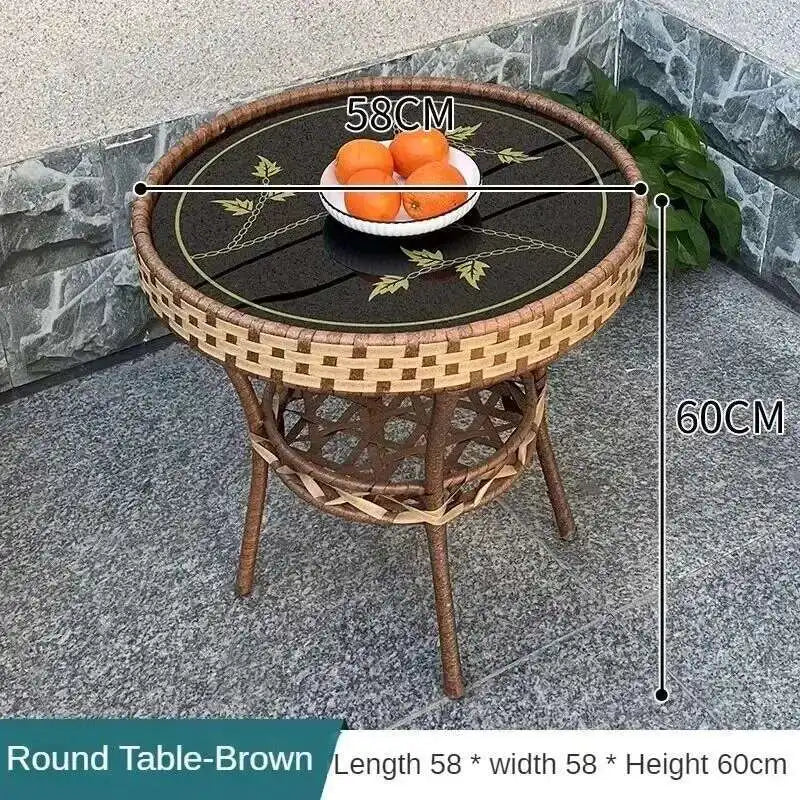 Outdoor Garden Furniture Sets Balcony Tea Table and Chair PE Rattan Chair Three-Piece Set Courtyard Leisure Outdoor Furniture C