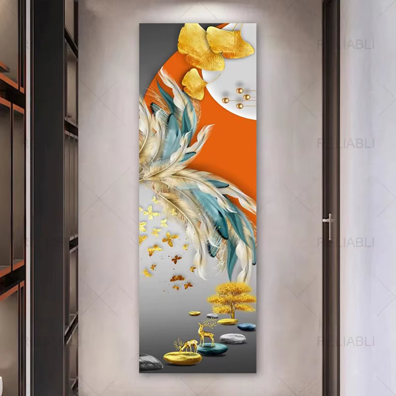 Modern Abstract Decorative Painting Solid Geometry Posters Canvas Prints Wall Art for Living Room Home Decor Light Luxury Deer