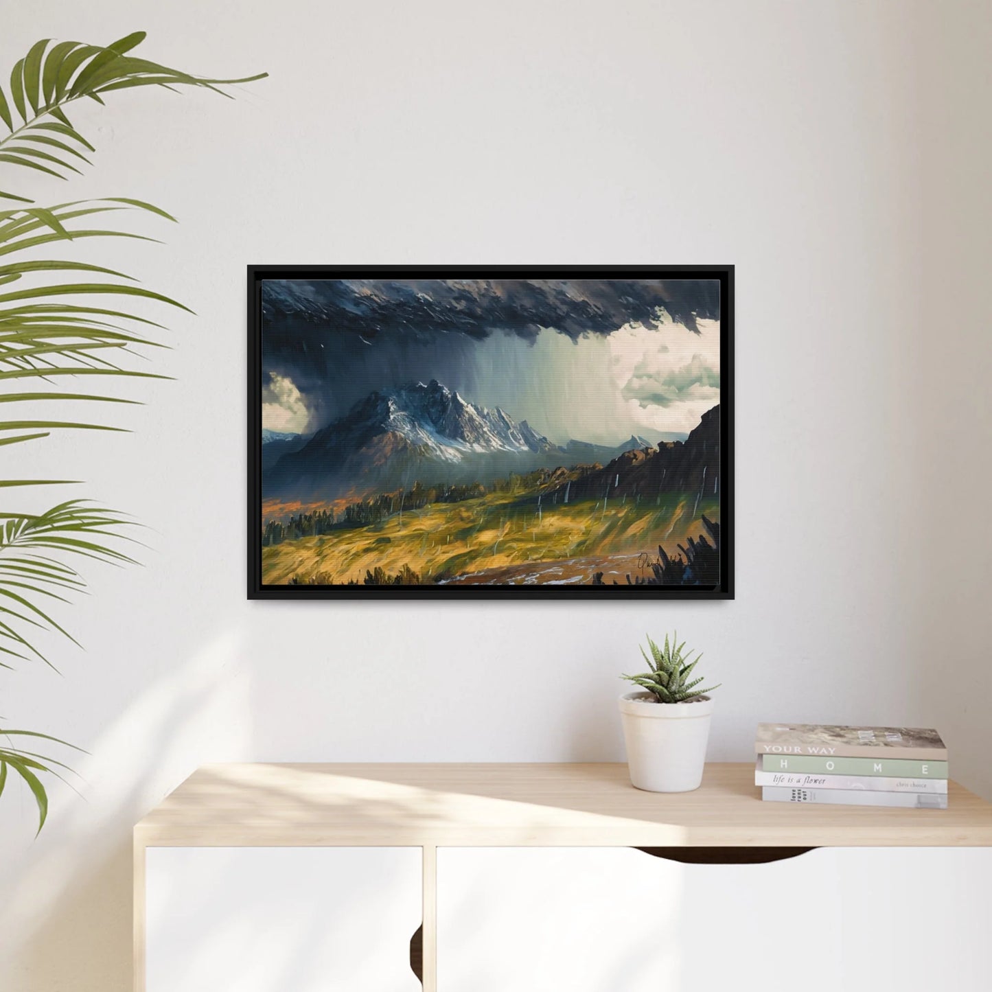Breathtaking Mountain Rain Landscape Canvas Wall Art - Queennoble Collection