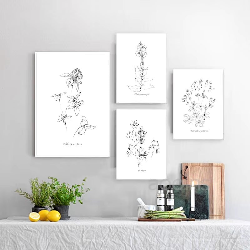 Flowers Botanical Scandinavian Posters Wildflowers Nordic Style Gallery Wall Art Prints Decorative Painting Pictures Home Decor