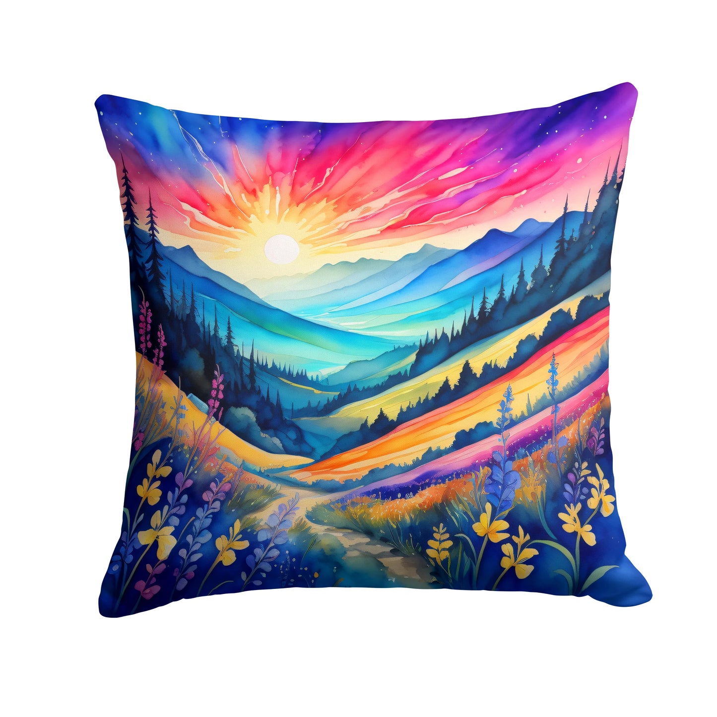 Colorful Annual Larkspur Throw Pillow