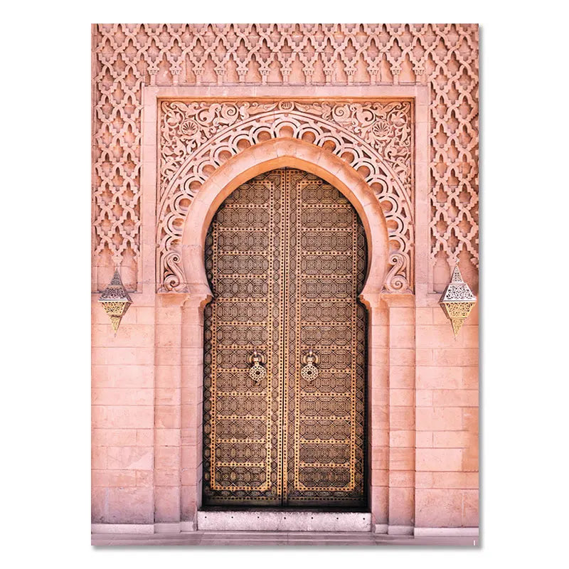 Morocco Door Arabic Decorative Paintings Architecture Canvas Posters Islamic Wall Art Pictures Prints for Living Room Home Decor