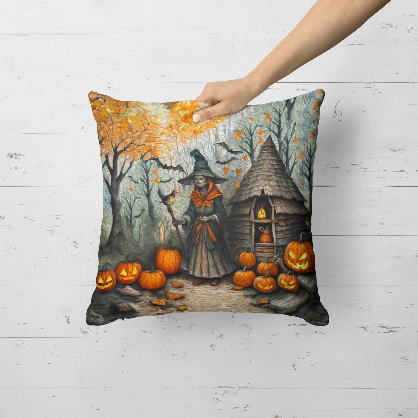 Slavic Witch Spooky Halloween Throw Pillow