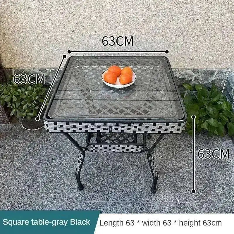 Outdoor Garden Furniture Sets Balcony Tea Table and Chair PE Rattan Chair Three-Piece Set Courtyard Leisure Outdoor Furniture C