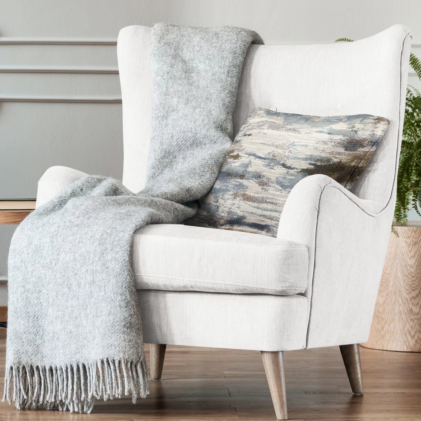 Skyline Breeze Blue Chevron Luxury Outdoor/Indoor Throw Pillow