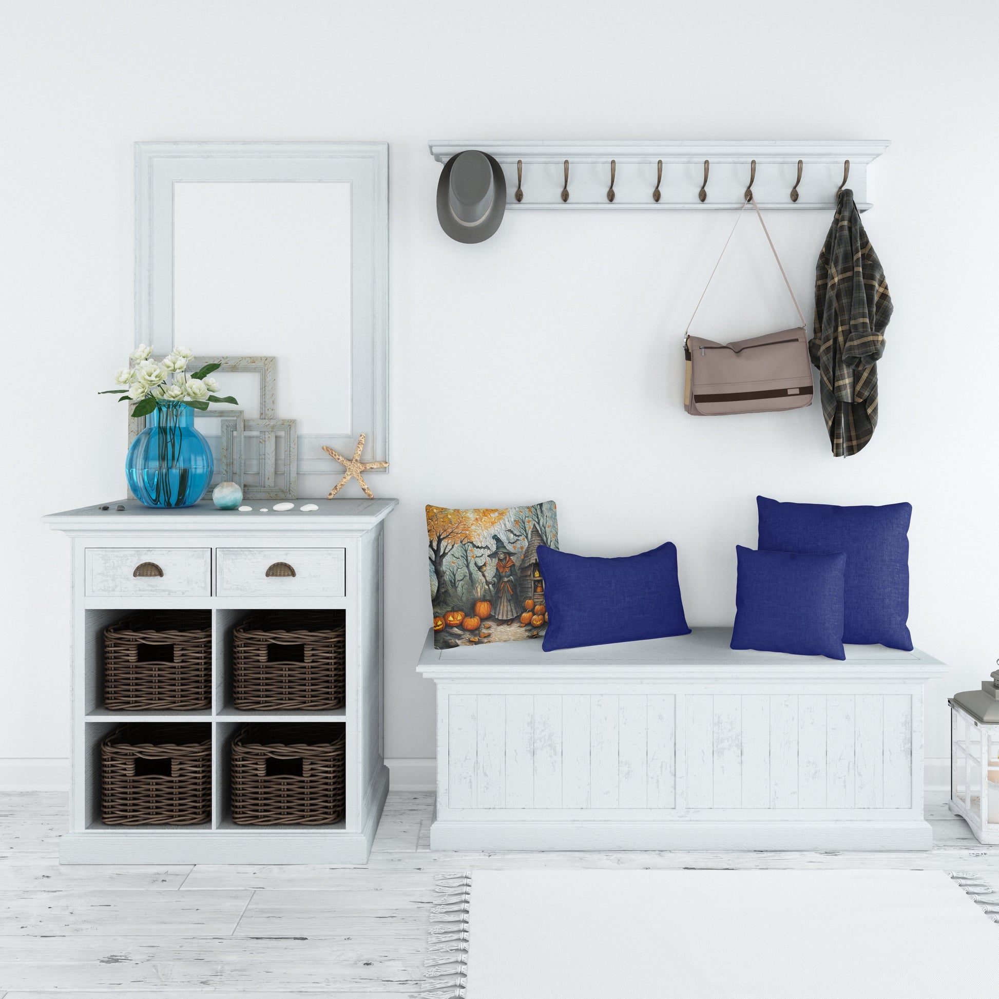 Slavic Witch Spooky Halloween Throw Pillow