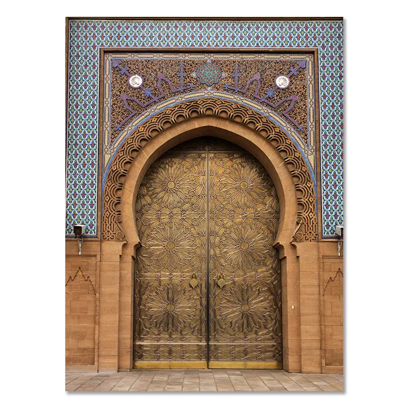 Morocco Door Arabic Decorative Paintings Architecture Canvas Posters Islamic Wall Art Pictures Prints for Living Room Home Decor