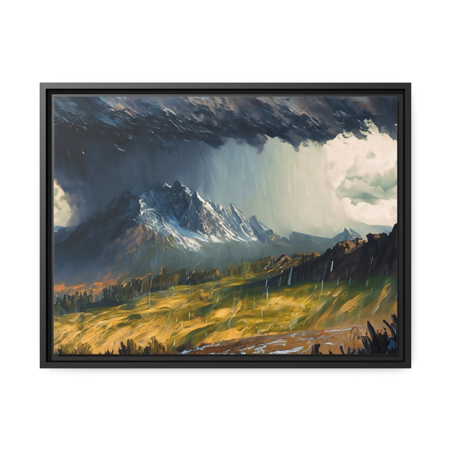 Breathtaking Mountain Rain Landscape Canvas Wall Art - Queennoble Collection
