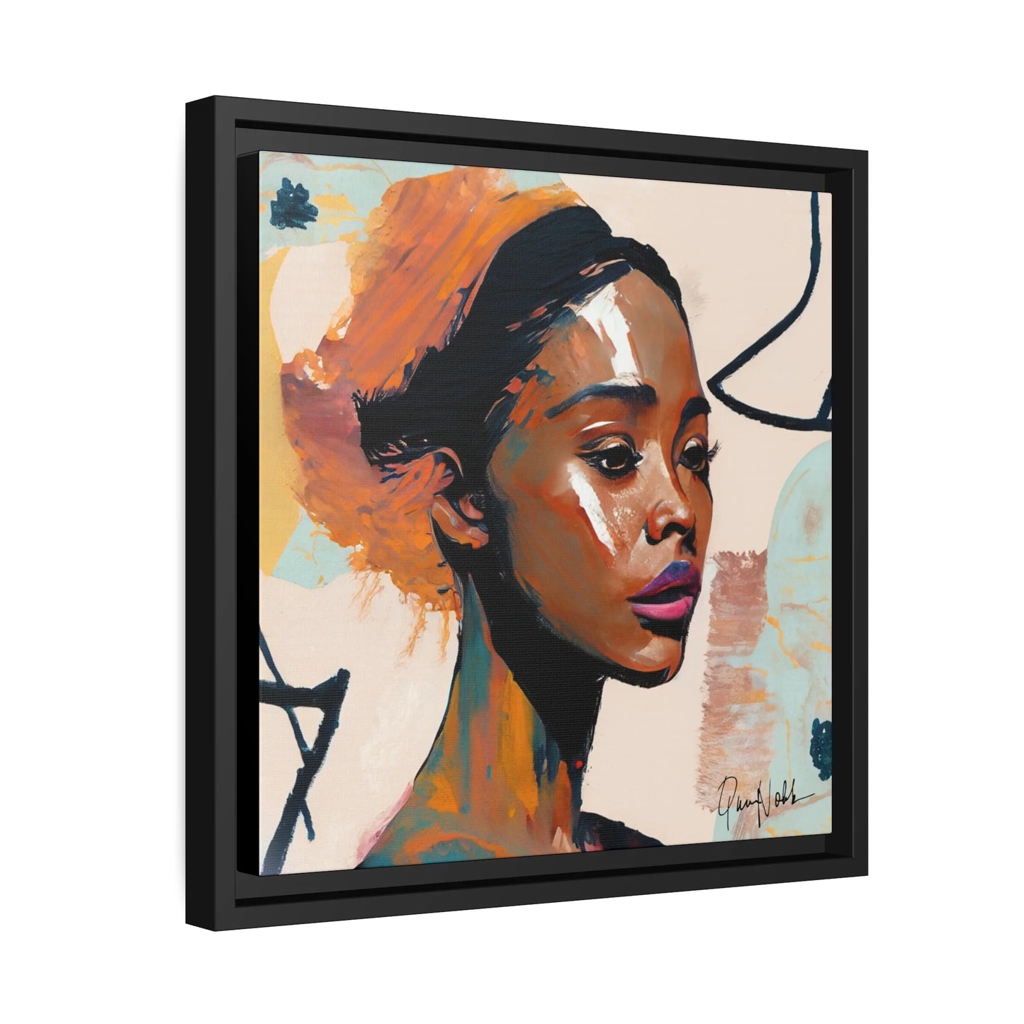 Stunning Framed Canvas Wall Art of Beautiful African Woman Portrait