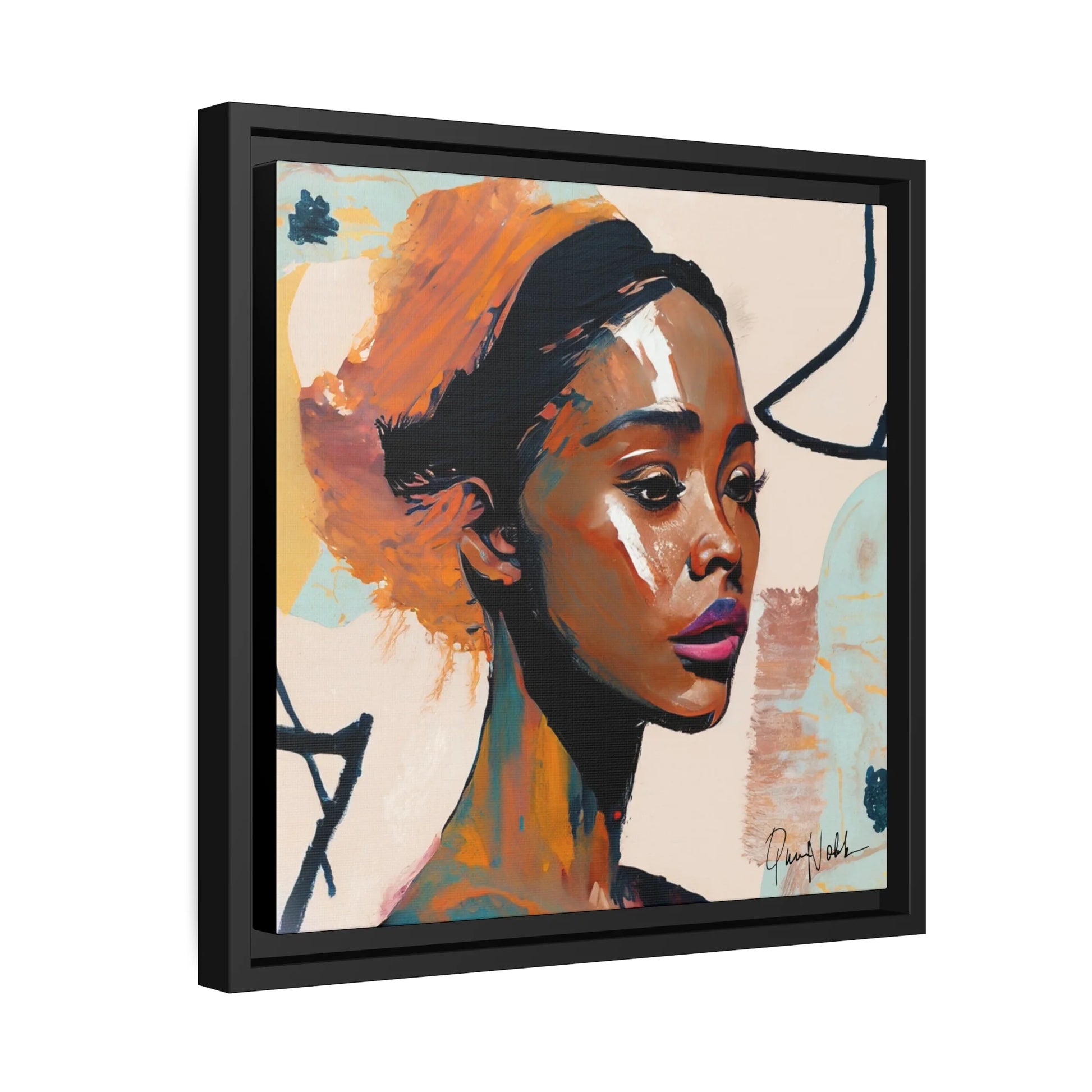 Stunning Framed Canvas Wall Art of Beautiful African Woman Portrait