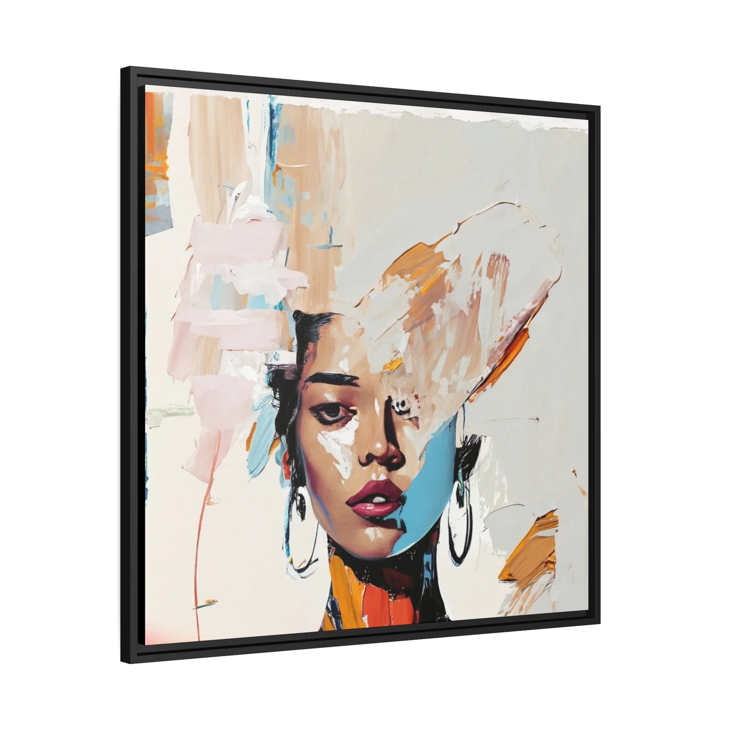 Stunning Framed Woman Abstract Portrait Canvas Wall Art