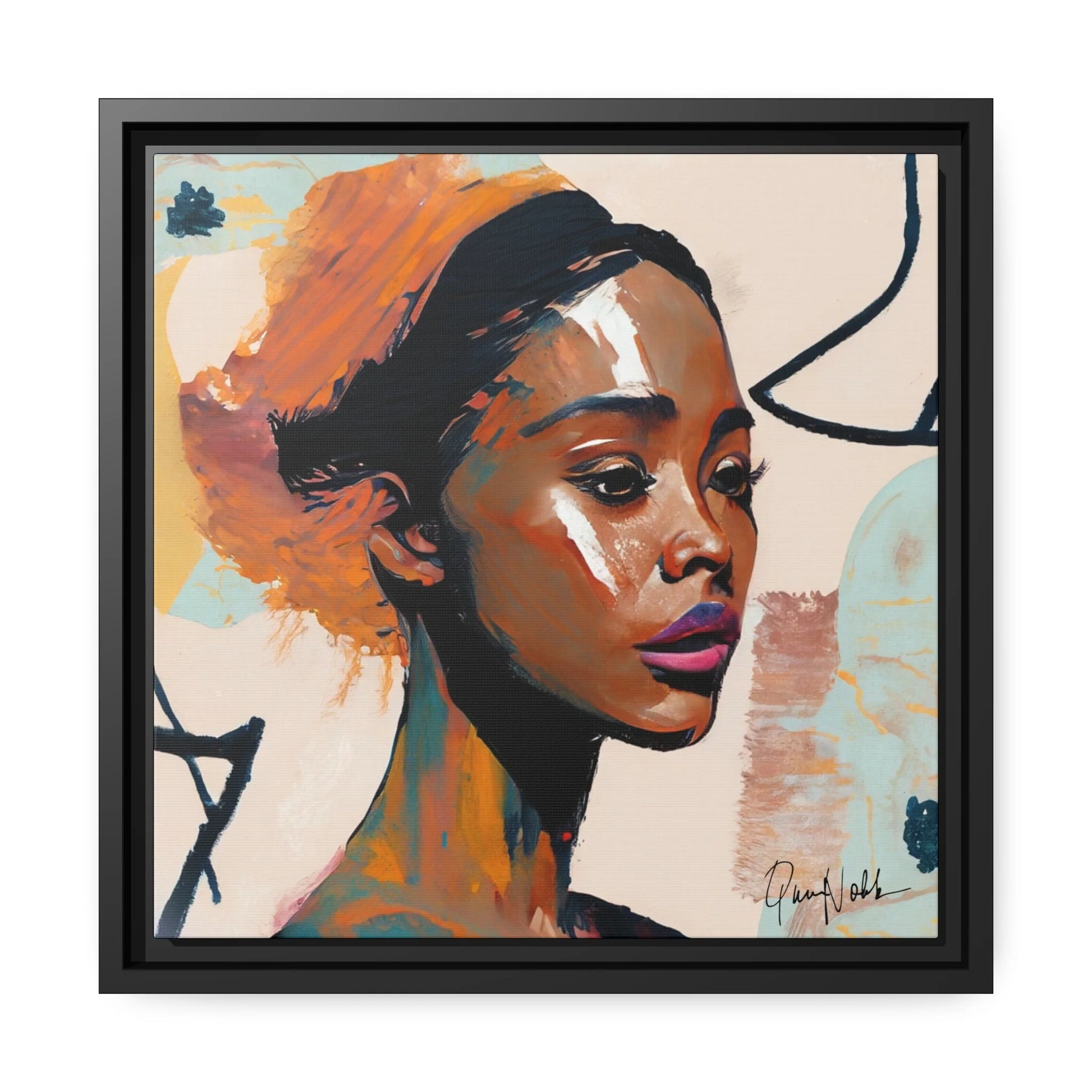 Stunning Framed Canvas Wall Art of Beautiful African Woman Portrait