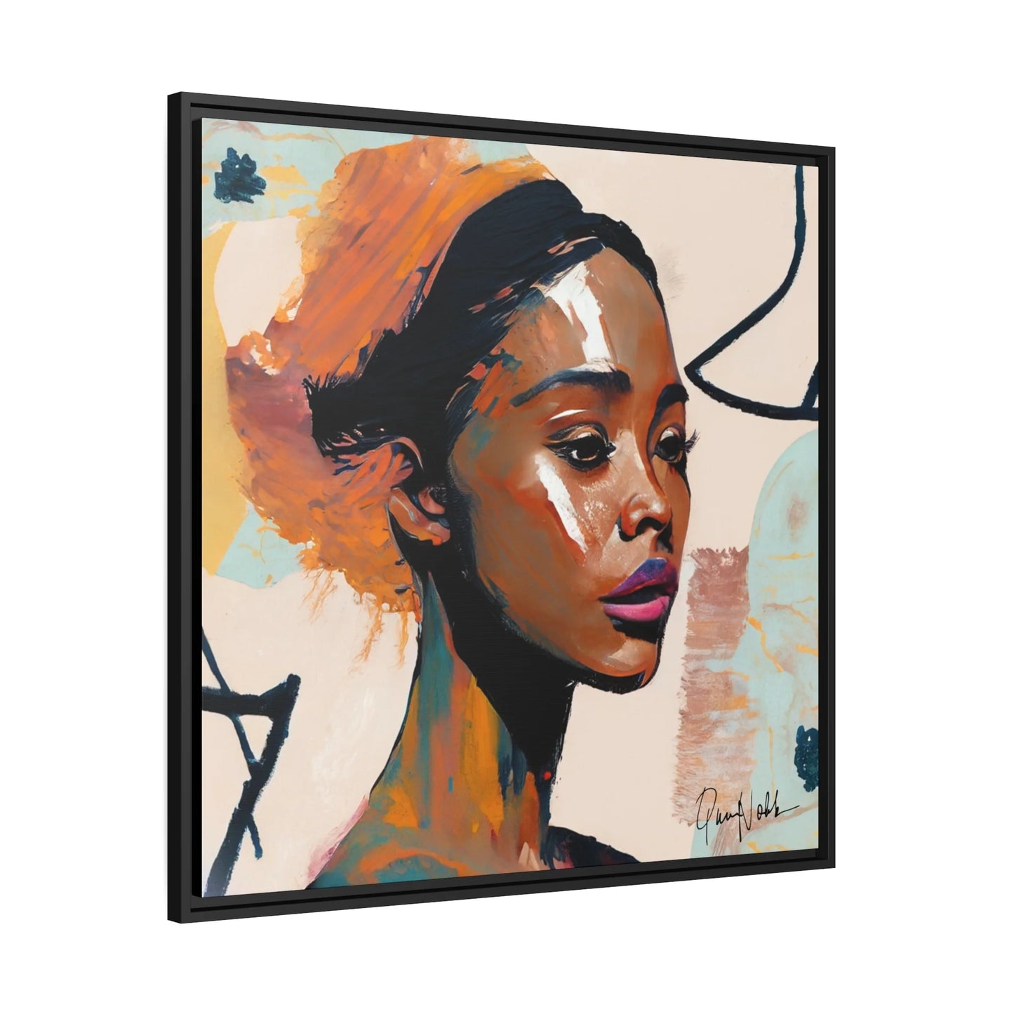 Stunning Framed Canvas Wall Art of Beautiful African Woman Portrait