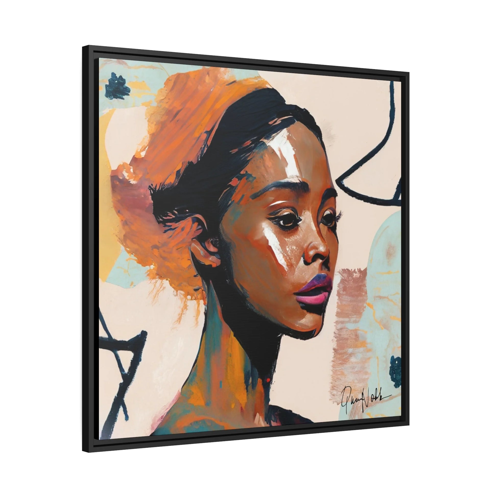 Stunning Framed Canvas Wall Art of Beautiful African Woman Portrait