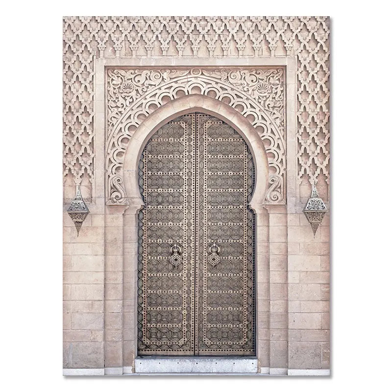 Morocco Door Arabic Decorative Paintings Architecture Canvas Posters Islamic Wall Art Pictures Prints for Living Room Home Decor